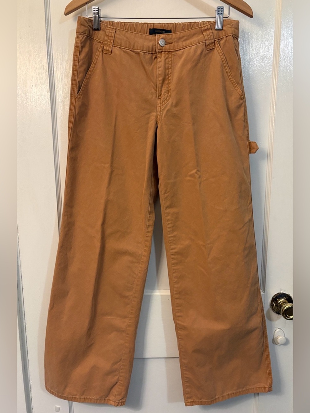 Forever 21 Utility Carpenter Pants in Camel/Tobacco Brown Women’s Medium NWOT